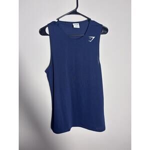 Men’s Gymshark Arrival Tank Top Active Wear Navy Blue W Logo Size S Lightweight